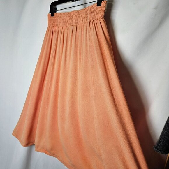 Ascente Peach Midi Skirt Wide Elastic Pleated Waist Rayon No Pockets Pull on‎ M - Picture 8 of 11